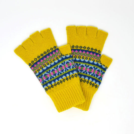 Mustard Fair Isle Half Finger Gloves
