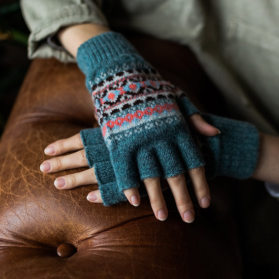 Lichen Blue Half Finger Gloves