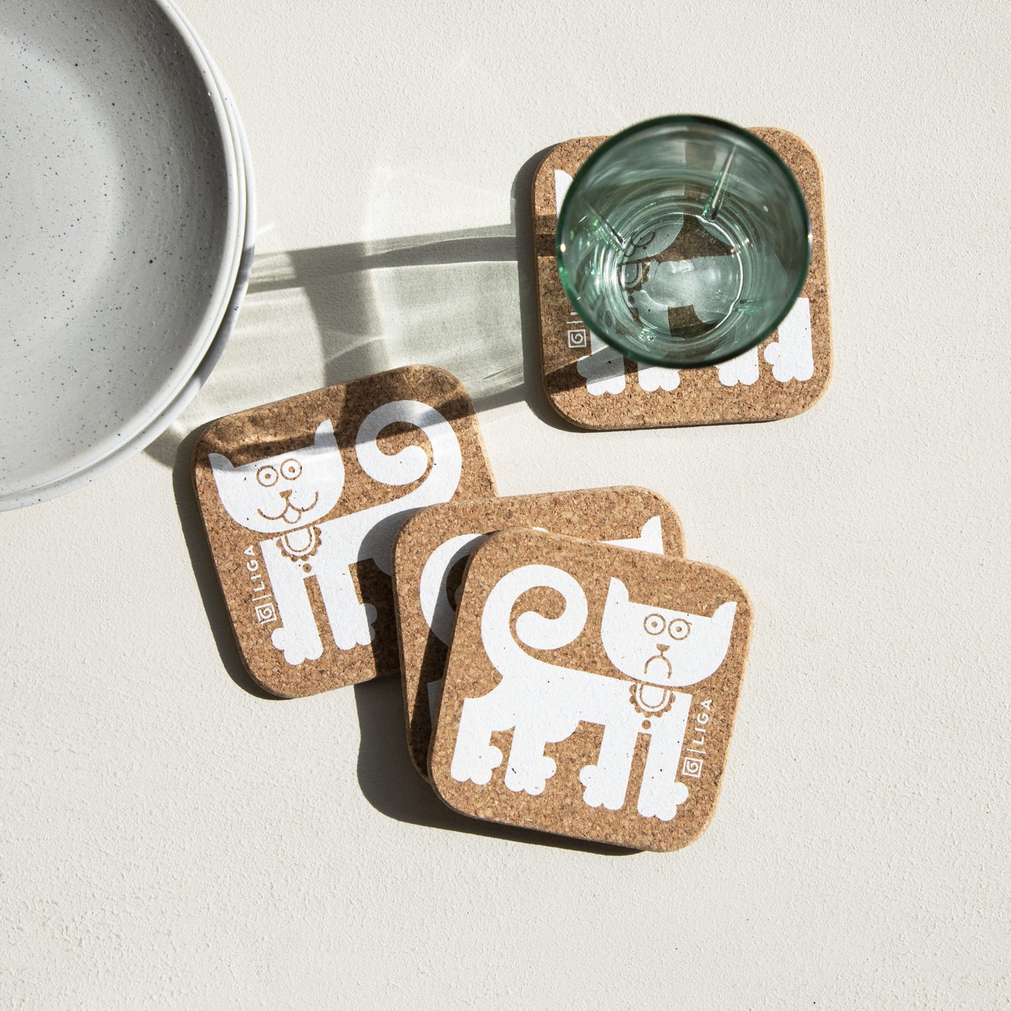 Hornsea Happy Cat Sad Cat coasters