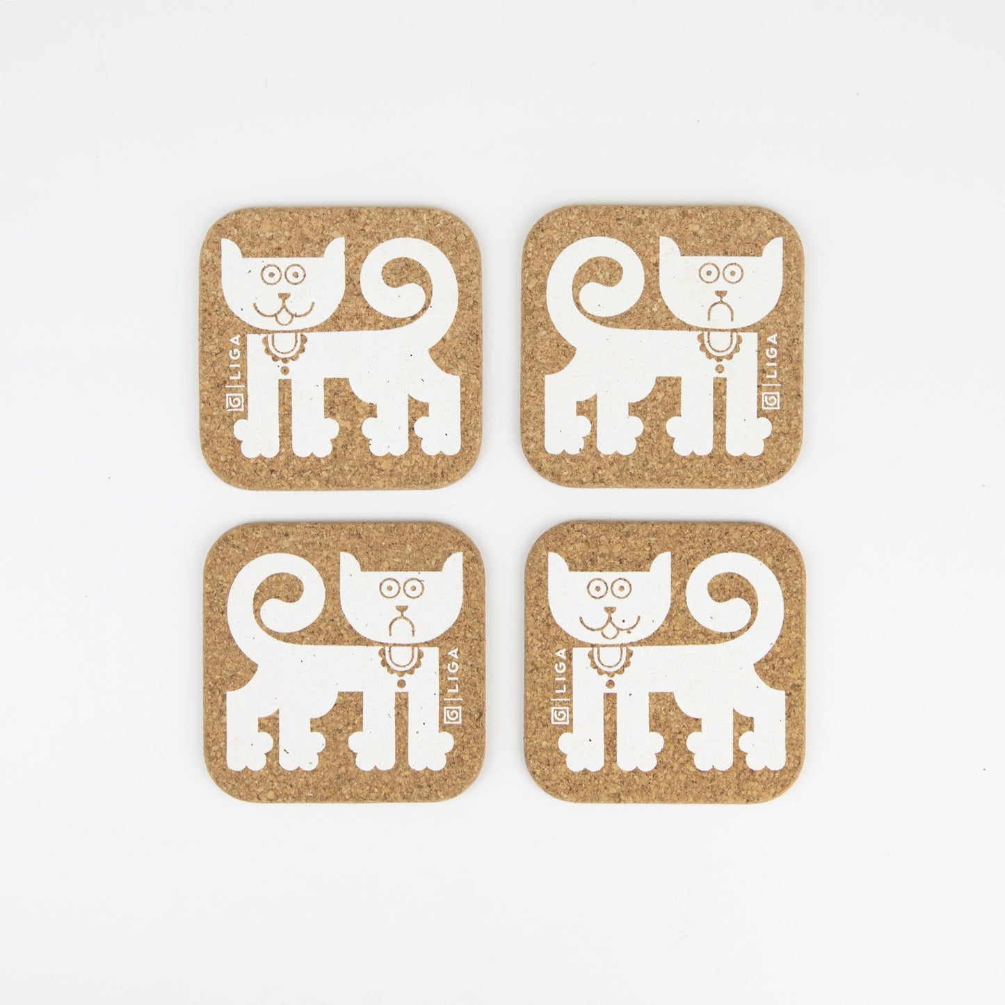 Hornsea Happy Cat Sad Cat coasters