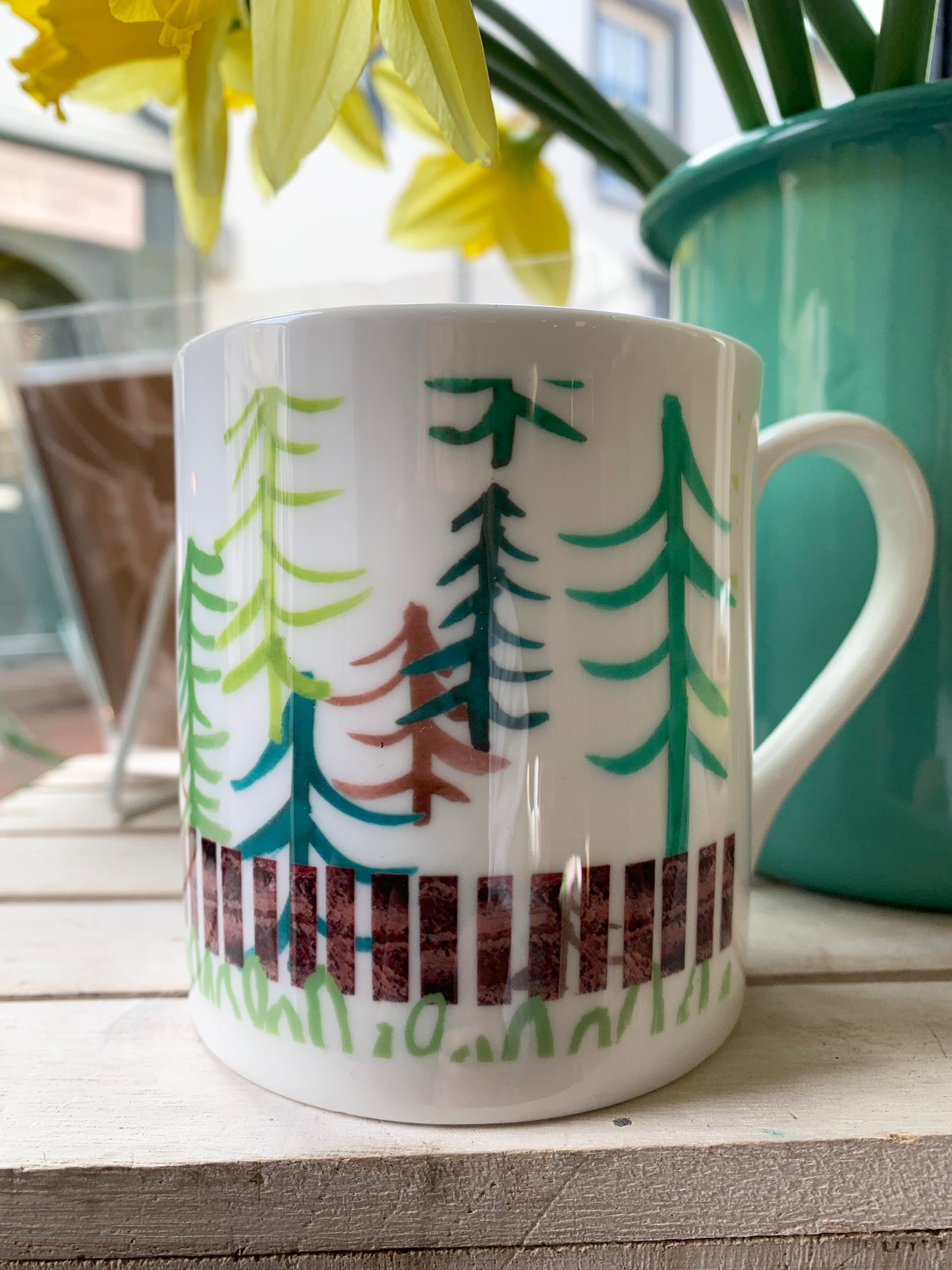 Log Cabin in the Woods Bone China Mug