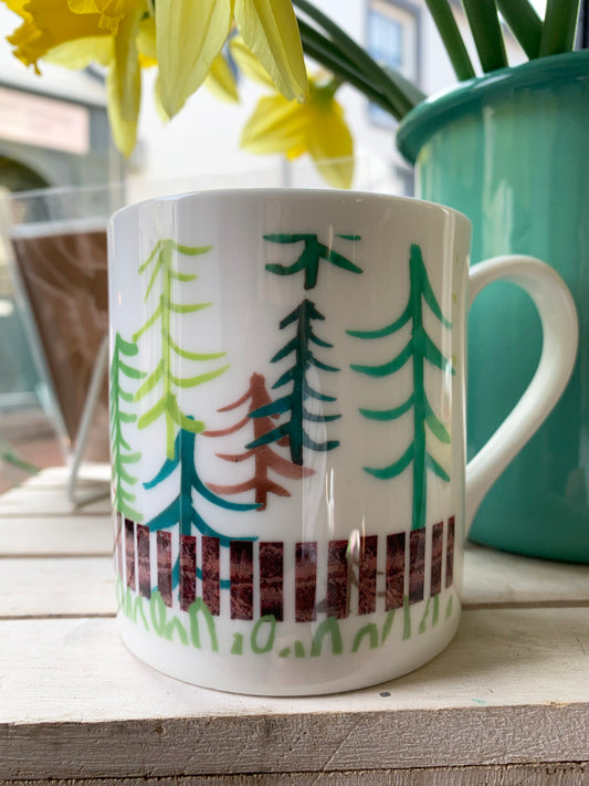 Log Cabin in the Woods Bone China Mug
