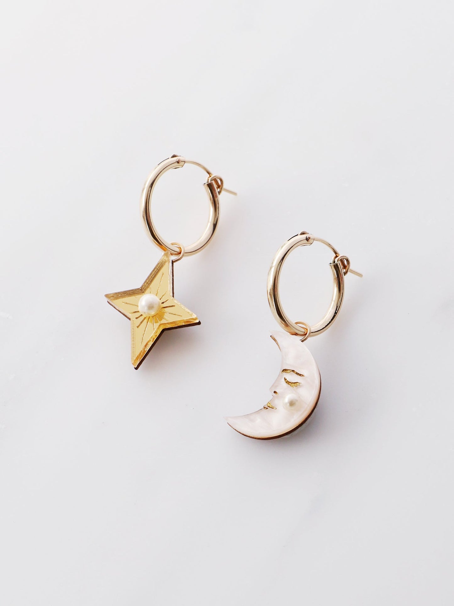 Moon and Star Hoop Earrings.
