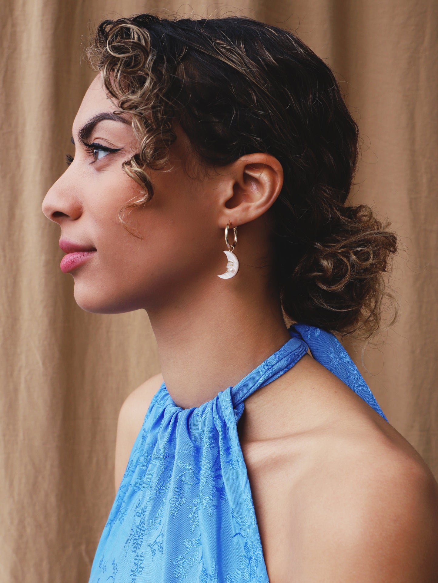 Moon and Star Hoop Earrings.