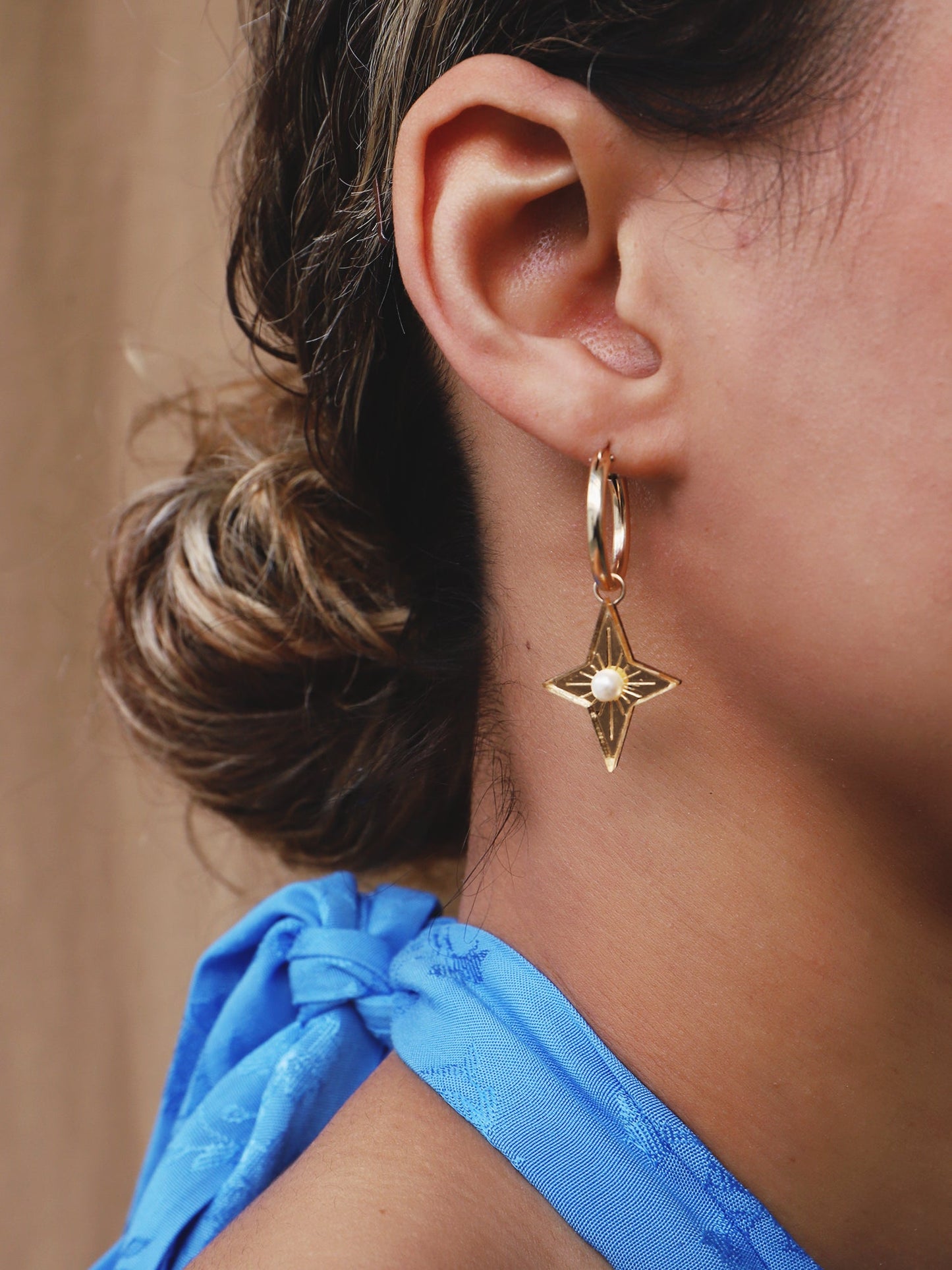 Moon and Star Hoop Earrings.