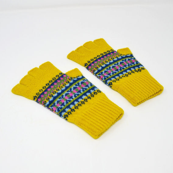 Mustard Fair Isle Half Finger Gloves