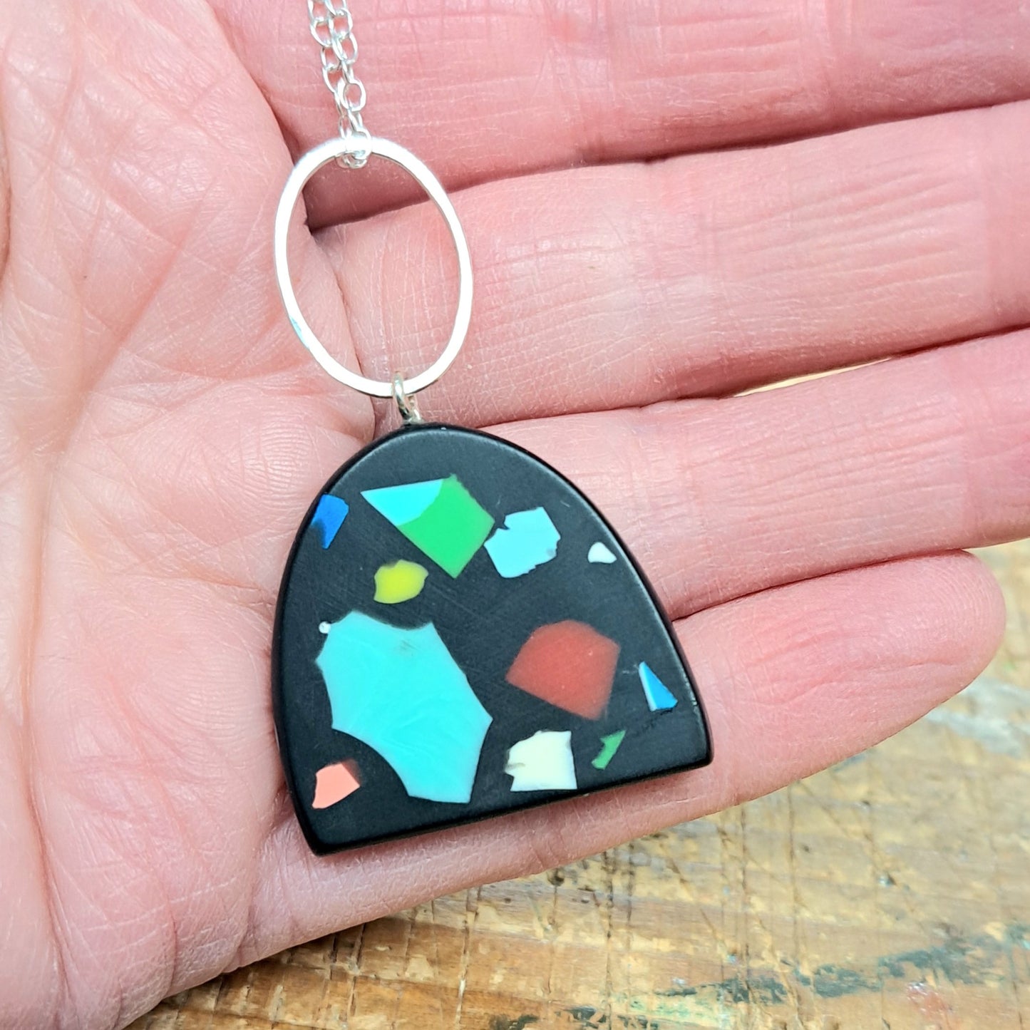 Midnight Speckle Demi Pendant with Link
