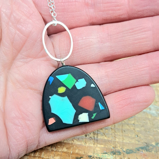 Midnight Speckle Demi Pendant with Link