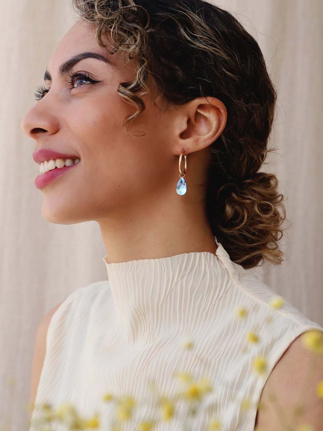Blue Mother of Pearl - Raindrop Hoops