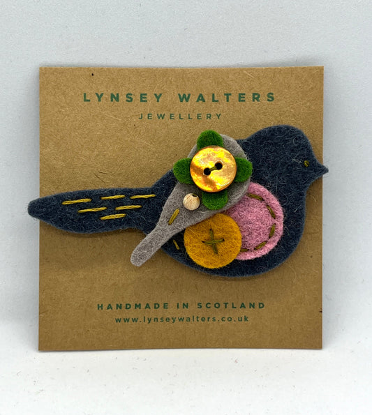 Slate Bird Brooch by Lynsey Walters