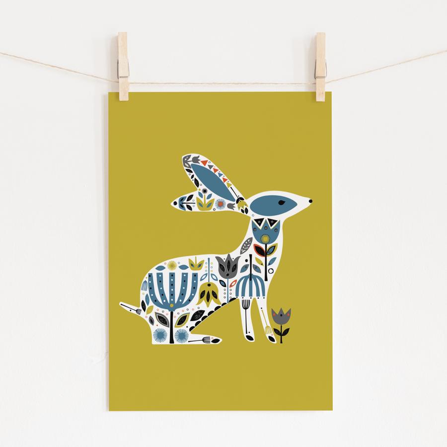 Golden Hare Limited Edition Giclee A4 Art Print