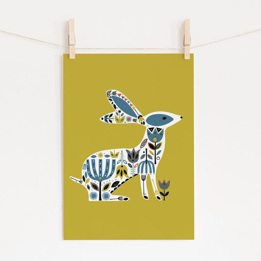 Golden Hare Limited Edition Giclee A4 Art Print