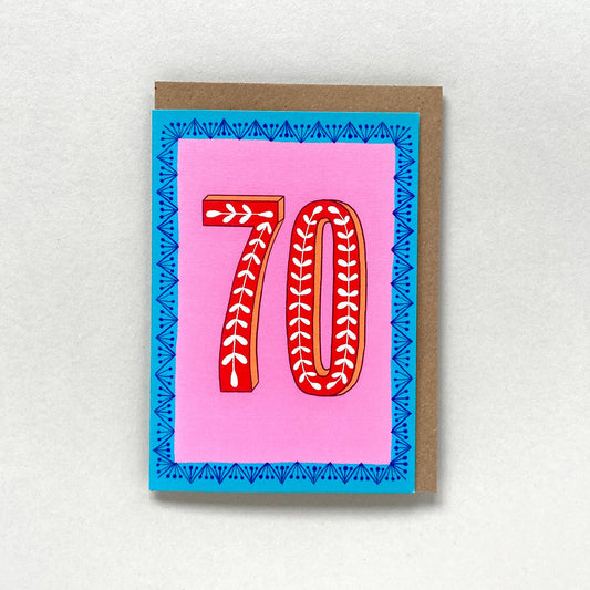 Happy 70th Birthday Greetings Card in Pink