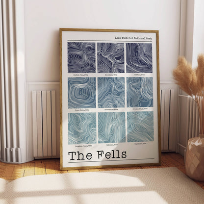 Lake District Fells Contour Print: Black / A3