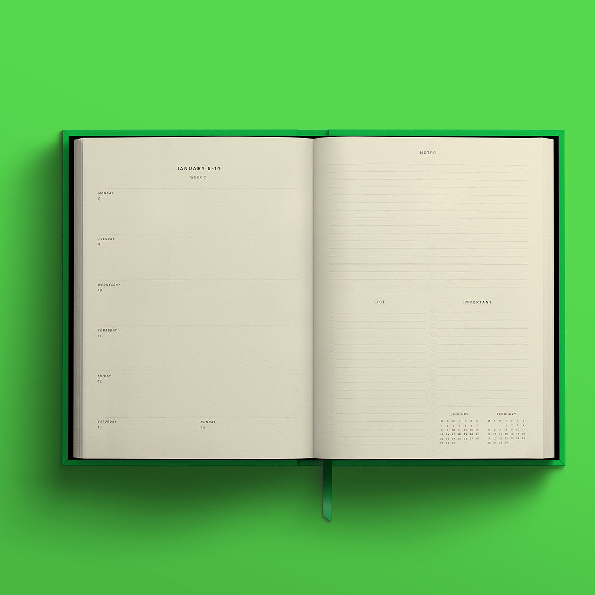 Blank Canvas 2024 Green A5 Diary