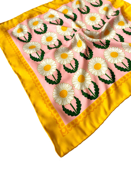 Pink and Yellow Daisy Pocket Square / Neckerchief