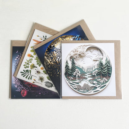 Mushroom Toadstools & Ferns 2D Printed Shadow Box Card