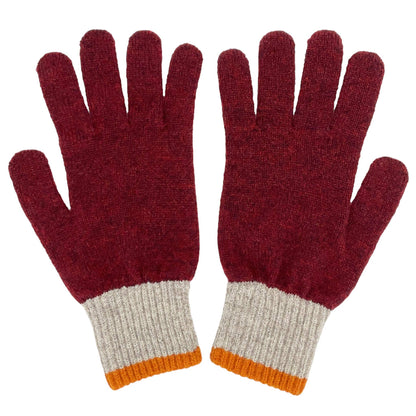 Men's Lambswool Gloves: Dark red/soft brown