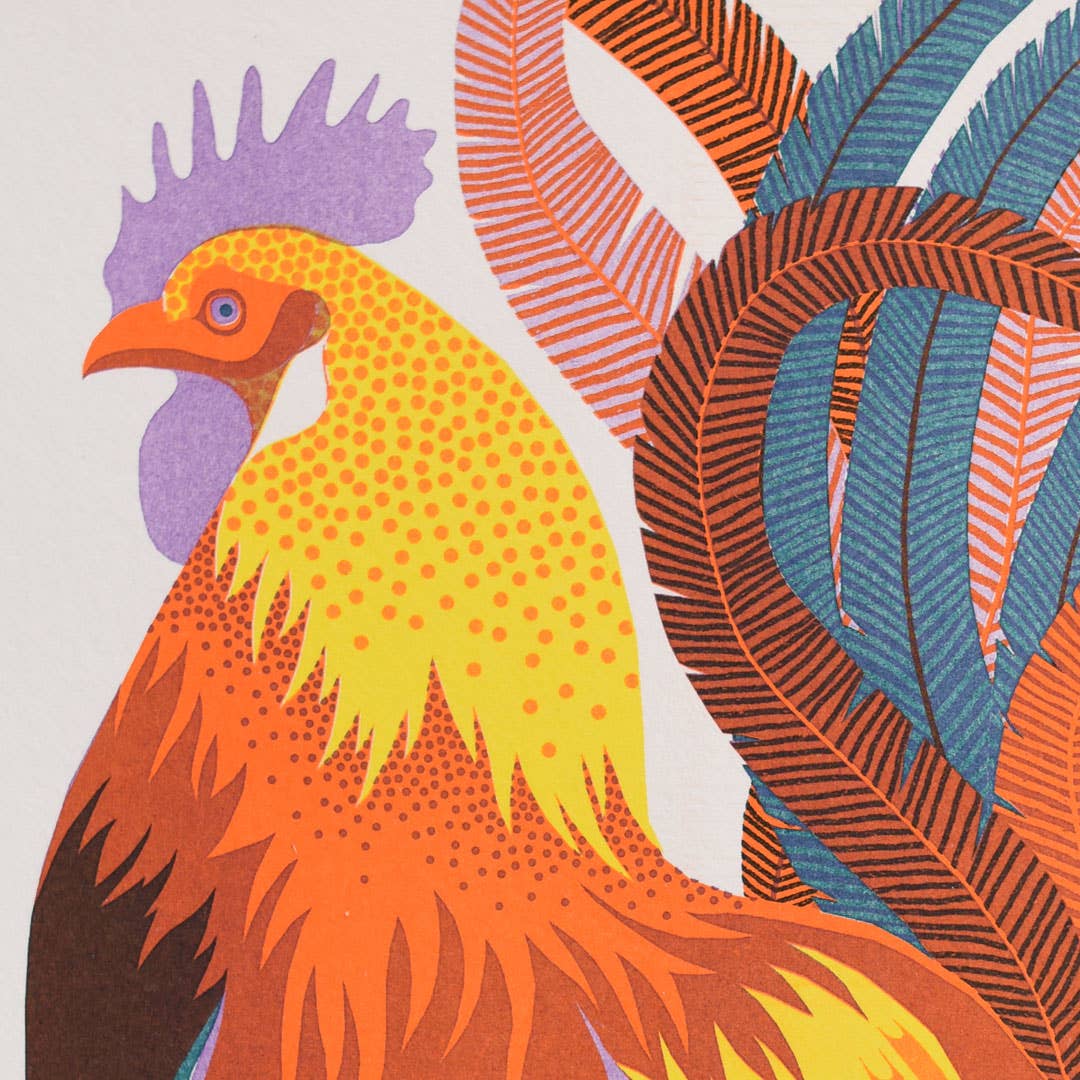 Rooster A4 Risograph Art Print
