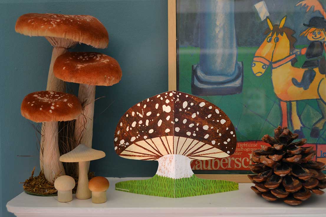 Brown Mushroom Shaped Greeting Card