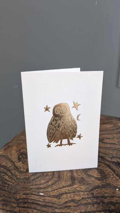 Owl Keepsake Card | Gold Embossed Art Card