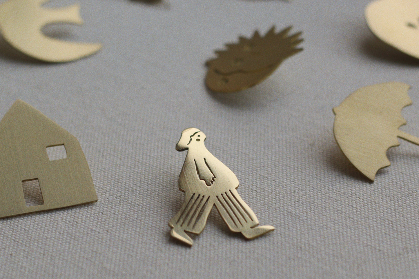Solid Brass Brooch Pin - The Wanderer (Walker)