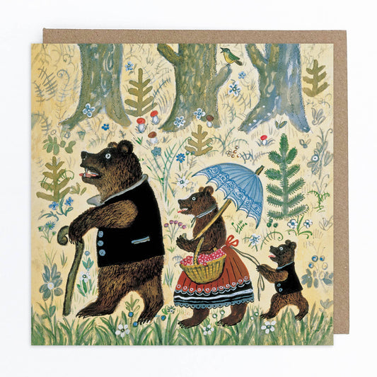 Brown Bear Family blank greeting card