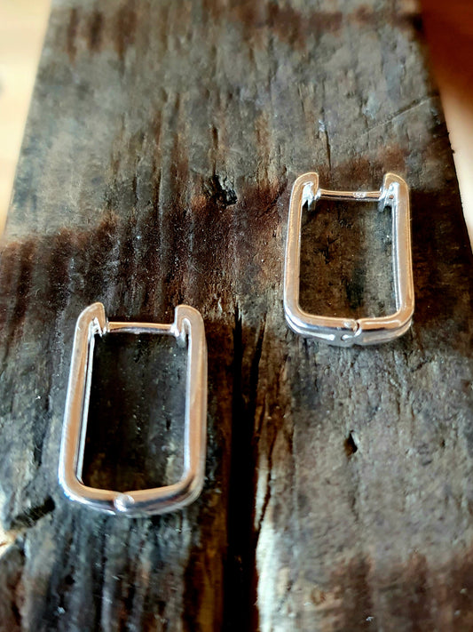 Sterling Silver Rectangle Hoops