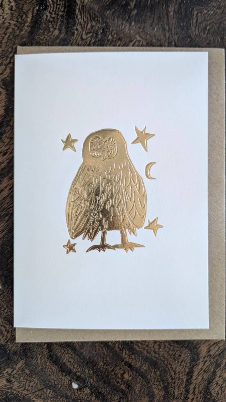 Owl Keepsake Card | Gold Embossed Art Card