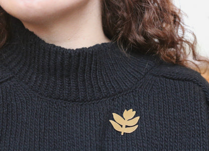 Solid Brass Brooch Pin - The Bloom (Tulip)