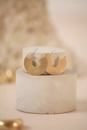 Astrid Brass and Silver Flat Hoop Earrings