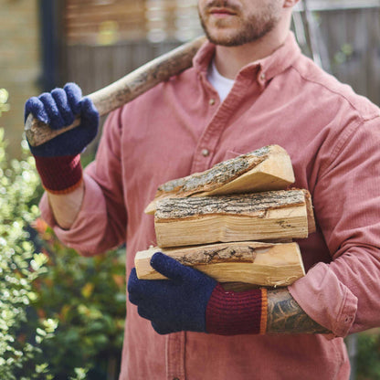 Men's Lambswool Gloves: Navy/red
