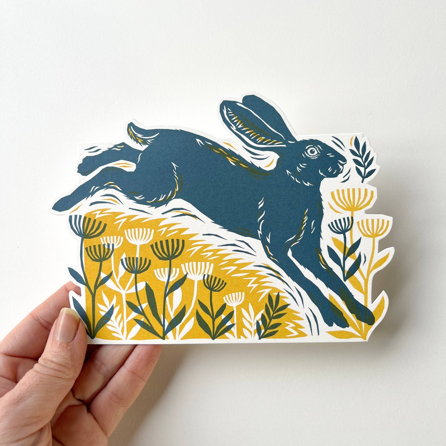 Die-Cut Greetings Card - Leaping Hare