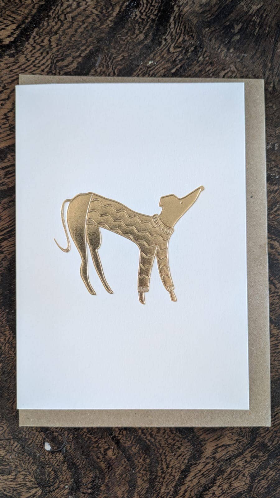 Dog in a Jumper Keepsake Card | Gold Embossed Art Card