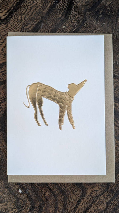Dog in a Jumper Keepsake Card | Gold Embossed Art Card