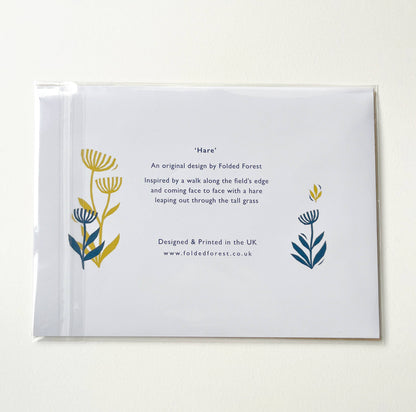 Die-Cut Greetings Card - Leaping Hare