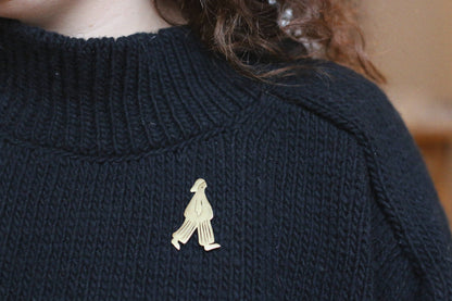 Solid Brass Brooch Pin - The Wanderer (Walker)
