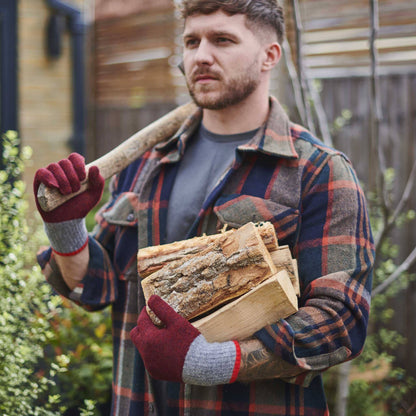 Men's Lambswool Gloves: Dark red/soft brown