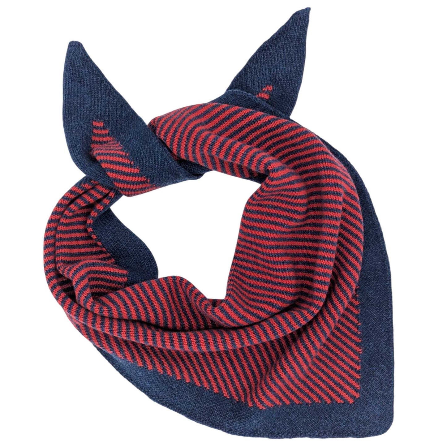 Scarlet Red/Navy Fine Stripe Lambswool Triangle Scarf