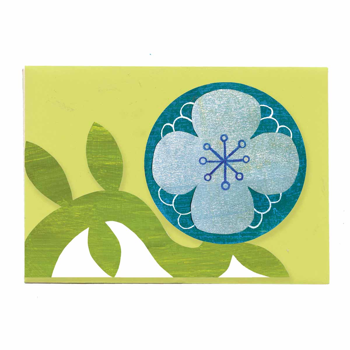 Blue Flower Shaped Greeting Card