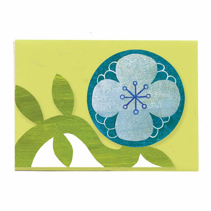 Blue Flower Shaped Greeting Card