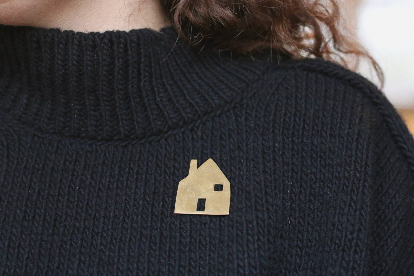Solid Brass Brooch Pin - The Hearth (House)