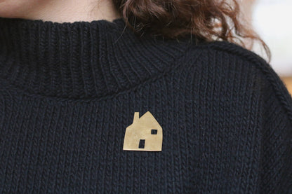 Solid Brass Brooch Pin - The Hearth (House)