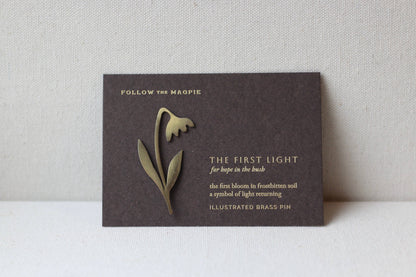 Solid Brass Brooch Pin - The First Light (Snowdrop)