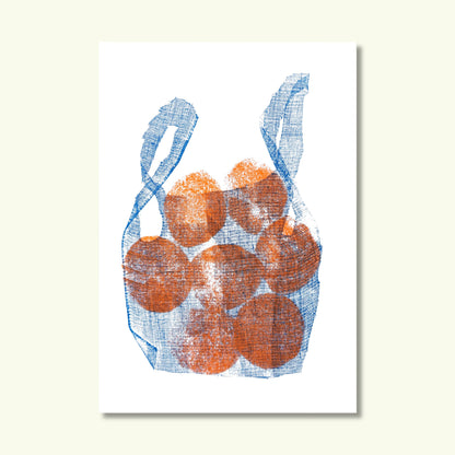 Oranges In Net Bag A3 Print