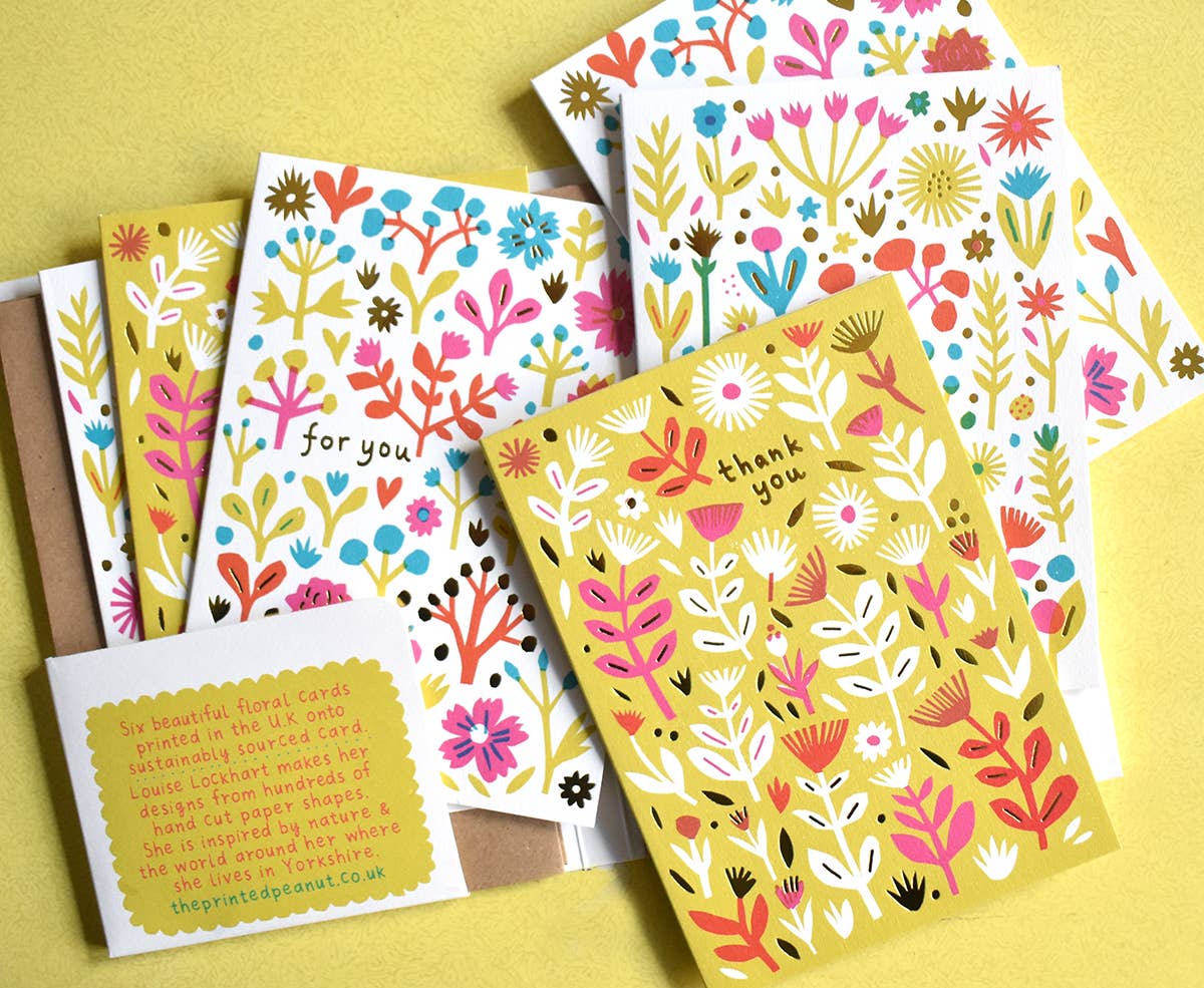 White Floral Notes Cards