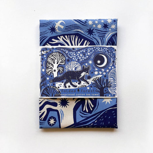 Midnight Fox Cotton Tea Towel