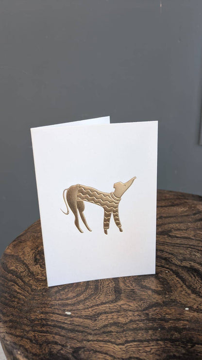 Dog in a Jumper Keepsake Card | Gold Embossed Art Card