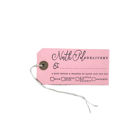 North Pole Delivery Letterpress Gift Tags - Pack of 5: Pink
