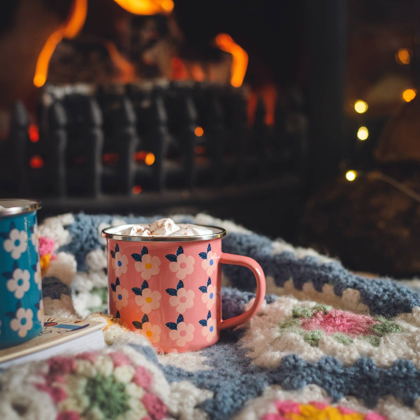 Enamel Retro Floral Mug